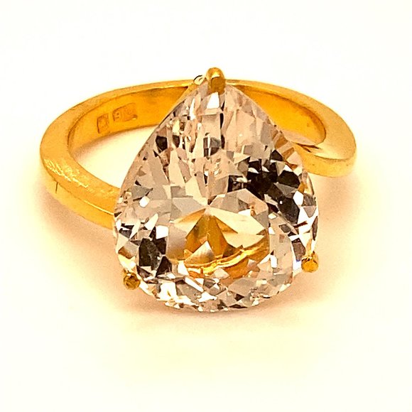 Certified Imperial Topaz 11.70ct Solid 22K Ring - Picture 1 of 11